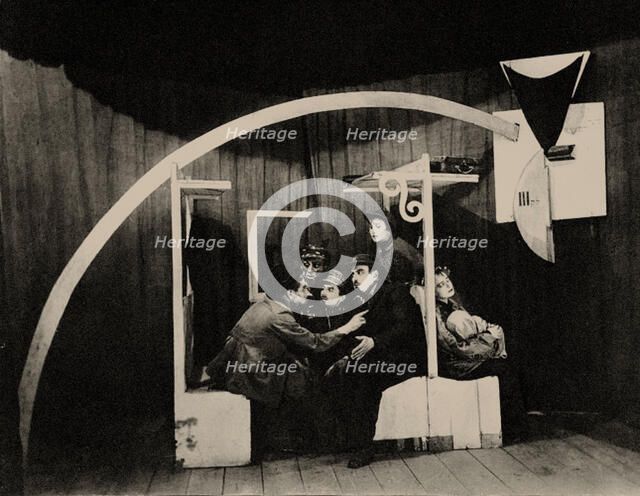 Scene from the play "Agents" by Sholem Aleichem. Set Designer Marc Chagall, 1921. Creator: Anonymous.