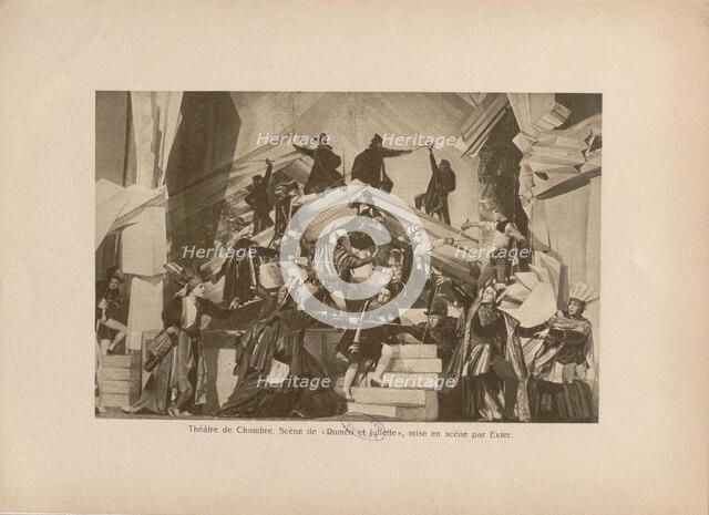 Scene from the play Romeo and Juliet by W. Shakespeare in the Moscow Kamerny Theatre, 1921. Creator: Anonymous.