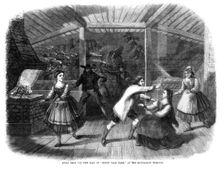 Scene from the play Sunny Vale Farm, performed at the Haymarket Theatre, London, 1864