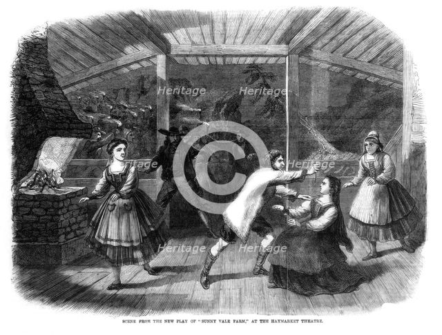 Scene from the play Sunny Vale Farm, performed at the Haymarket Theatre, London, 1864. Artist: Unknown