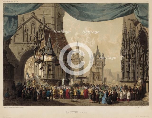 Scene from the premiere of the Opera La Juive by Fromental Halévy on Feb 23, 1835 at..., 1858. Creator: Desplechin, Édouard (1802-1871).