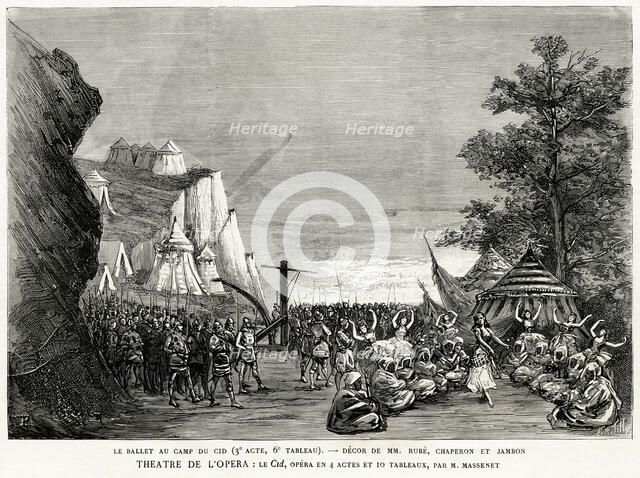 Scene from the premiere of the Opera Le Cid by Jules Massenet on December 5, 1885, 1885. Creator: Tilly, Auguste (1840-1898).