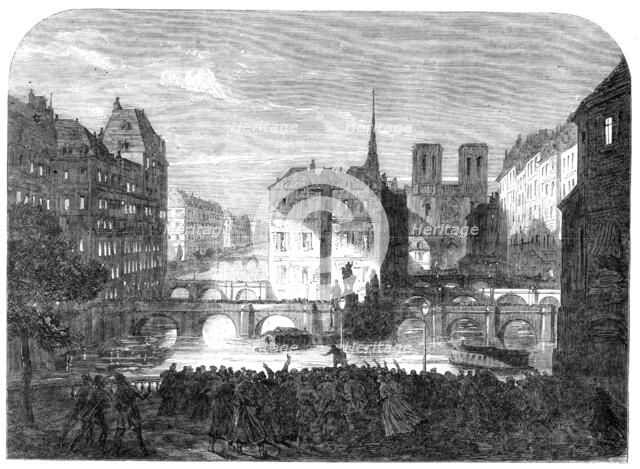 Scene from "The Workmen of Paris", at the Adelphi Theatre; Paris by Moonlight, 1864. Creator: Unknown.