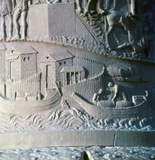 Scene from Trajan's column, Rome. Showing the loading of ships, 2nd century