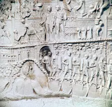 Scene from Trajan's column, River Tiber personified and pontoon bridge, 2nd century