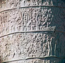 Scene from Trajan's column, River Tiber personified and pontoon bridge, 2nd century