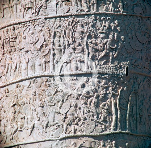 Scene from Trajan's column, River Tiber personified and pontoon bridge, 2nd century. Artist: Unknown