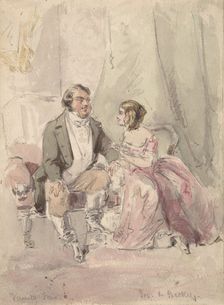 Scene from Vanity Fair: "Jos and Becky", 1848-80. Creator: (?) Jerry Barret