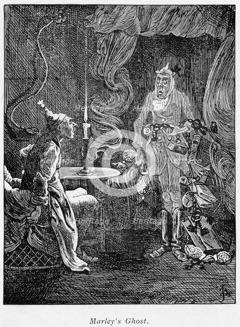 Scene from A Christmas Carol by Charles Dickens, 1843. Artist: Unknown