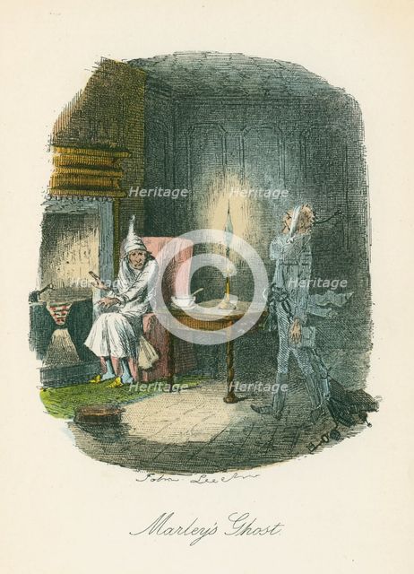 Scene from "A Christmas Carol" by Charles Dickens, 1843. Creator: John Leech.