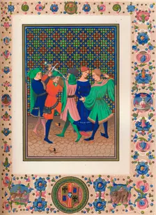 Scene from an illuminated manuscript, 15th century, (1849). Creator: Kellerhoven