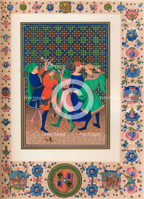 Scene from an illuminated manuscript, 15th century, (1849).  Creator: Kellerhoven.