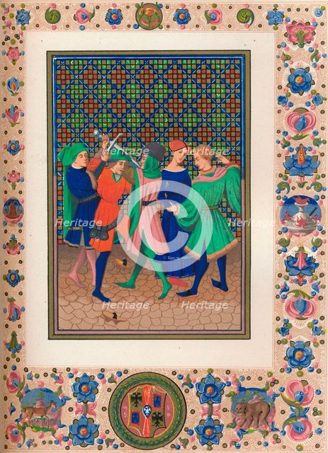 Scene from an illuminated manuscript, 15th century, (1849).  Creator: Kellerhoven.