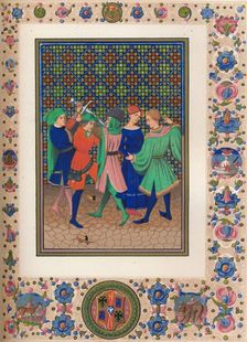 Scene from an illuminated manuscript, 15th century, (1849). Creator: Kellerhoven