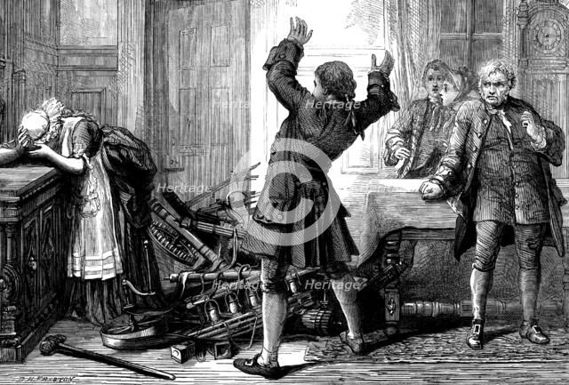 Scene from "Arkwright's Wife," at the Globe Theatre, 1873. Creator: Unknown.