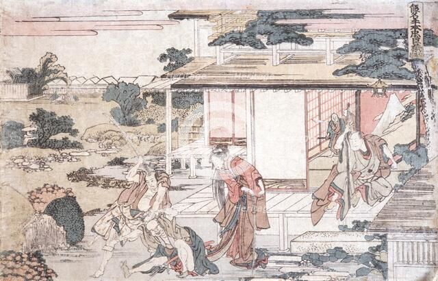 Scene from Chushingura, Act 7, 1806. Creator: Hokusai.