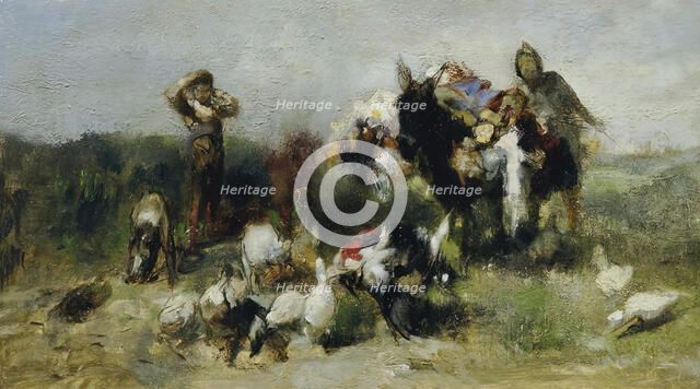 Scene from Don Quixote (Fight with the Poultry), c1890. Creator: Johann Till.
