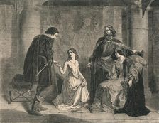 Scene from "Hamlet" - King, Ophelia, and Laertes 1852. Creator: Unknown