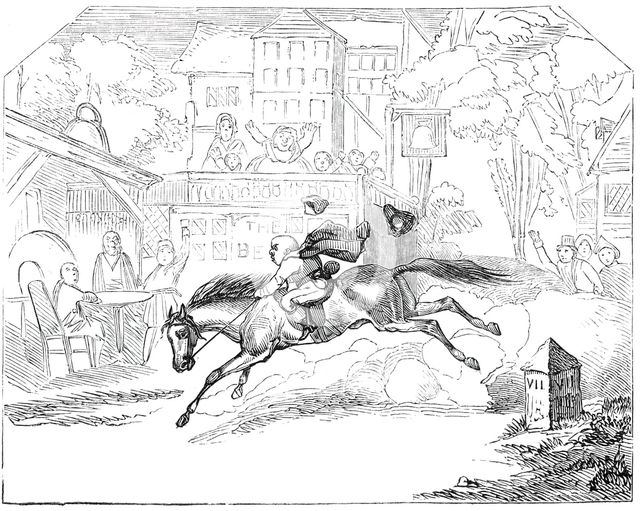 Scene from "Harlequin and Johnny's Ride", at Astley's, 1844. Creator: Unknown.