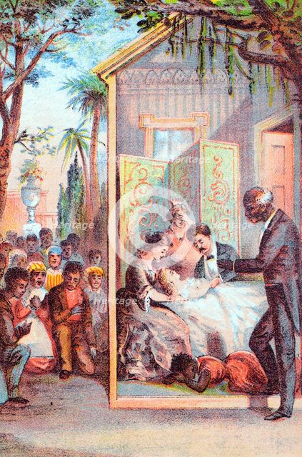 Scene from Harriet Beecher Stowe's Uncle Tom's Cabin, c1870. Artist: Unknown