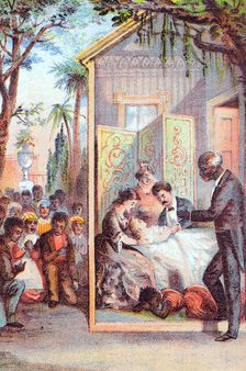 Scene from Harriet Beecher Stowe's Uncle Tom's Cabin, c1870