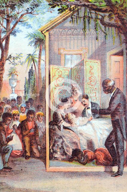 Scene from Harriet Beecher Stowe's Uncle Tom's Cabin, c1870. Artist: Unknown