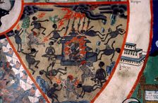 Scene from Hell, wall painting, Ladakh, India, 1988. Creator: Amanda Waite