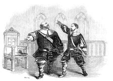 Scene from "I Puritani", at Her Majesty's Theatre - Lablache and Fornasari, 1845. Creator: Unknown