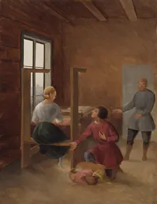 Scene from J. L. Runeberg's "Elk Hunters". Creator: Berndt Godenhjelm