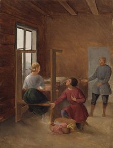 Scene from J. L. Runeberg's "Elk Hunters". Creator: Berndt Godenhjelm