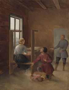 Scene from J. L. Runeberg's "Elk Hunters". Creator: Berndt Godenhjelm