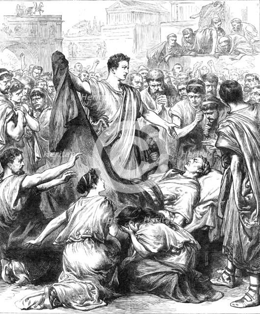 Scene from "Julius Caesar," performed at Drury Lane Theatre by the Saxe-Meiningen Court Co., 1881. Creator: Unknown.