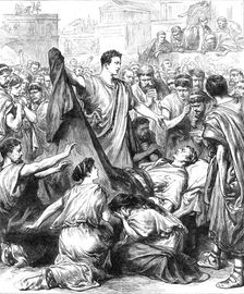 Scene from "Julius Caesar," performed at Drury Lane Theatre by the Saxe-Meiningen Court Co., 1881. Creator: Unknown