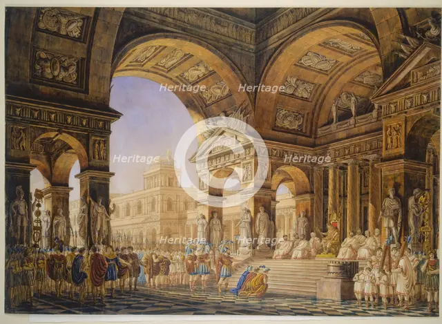 Scene from Mozart's opera "La clemenza di Tito", 18th century. Creator: Giorgio Fuentes.