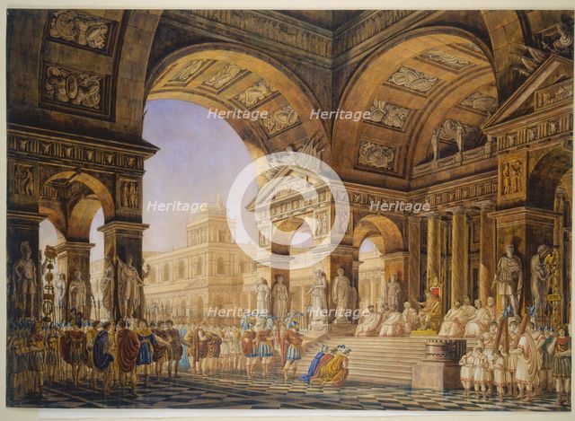 Scene from Mozart's opera "La clemenza di Tito", 18th century. Creator: Giorgio Fuentes.