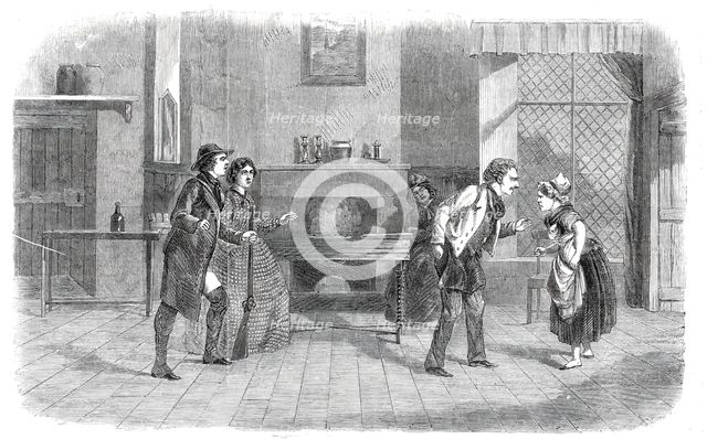 Scene from Mr. Brougham's comedy of "Romance and Reality", at the Hammersmith Theatre, 1860. Creator: Unknown.
