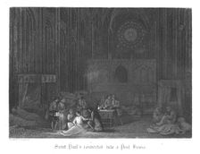 Scene from Old St Paul's by William Harrison Ainsworth, 1855. Artist: John Franklin
