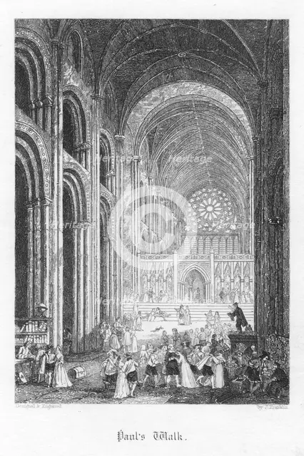 Scene from Old St Paul's by William Harrison Ainsworth, 1855. Artist: John Franklin