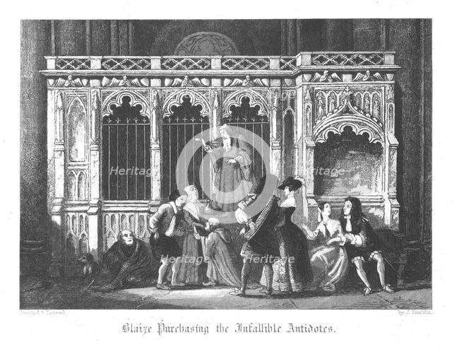 Scene from Old St Paul's by William Harrison Ainsworth, 1855. Artist: John Franklin