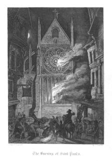 Scene from Old St Paul's by William Harrison Ainsworth, 1855. Artist: John Franklin