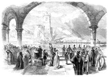Scene from "Othello" at the Princess Theatre: the town and harbour of Cyprus, 1861. Creator: Smyth