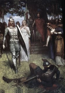 Scene from Richard Wagner's Lohengrin composed in 1847, 1908. Creator: Leeke, Ferdinand (1859-1923)