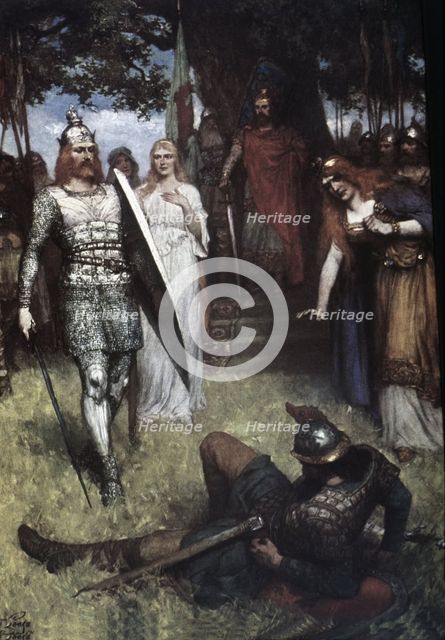 Scene from Richard Wagner's 'Lohengrin', composed in 1847, 1908. Creator: Leeke, Ferdinand (1859-1923).