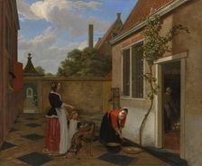 Scene in a Courtyard, early 1660s. Creator: Ludolf de Jongh