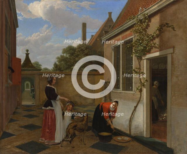 Scene in a Courtyard, early 1660s. Creator: Ludolf de Jongh.