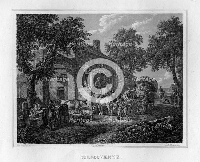 Scene in a German village, c1833. Creator: Unknown.
