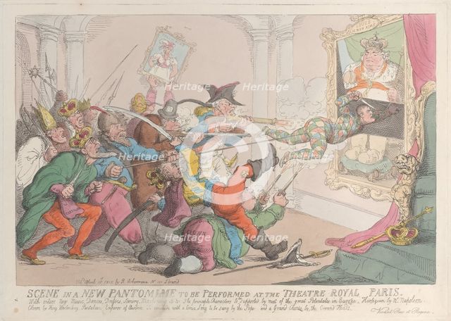 Scene in a New Pantomime to be Performed at the Theatre Royal Paris, April 12, 1815., April 12, 1815 Creator: Thomas Rowlandson.