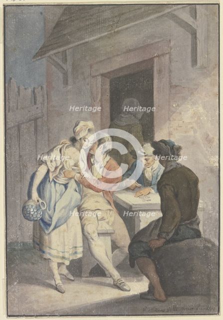 Scene in front of an inn, 1780. Creator: Gottlieb Welte.