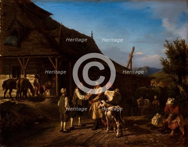 Scene in Front of an Inn, 1867. Creator: Wilhelm Leopolski.