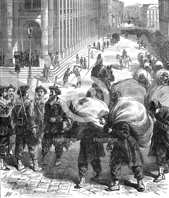 Scene in front of the Grand Theatre, Bordeaux, 1871. Creator: Unknown.